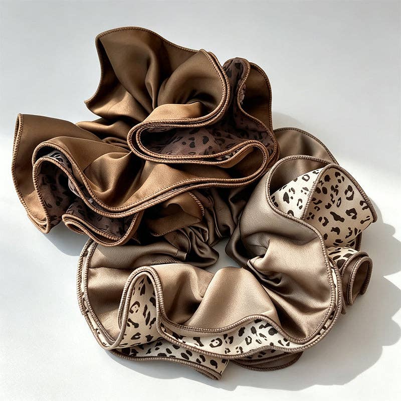 Four Layer Scrunchie: Light Leopard / One Size