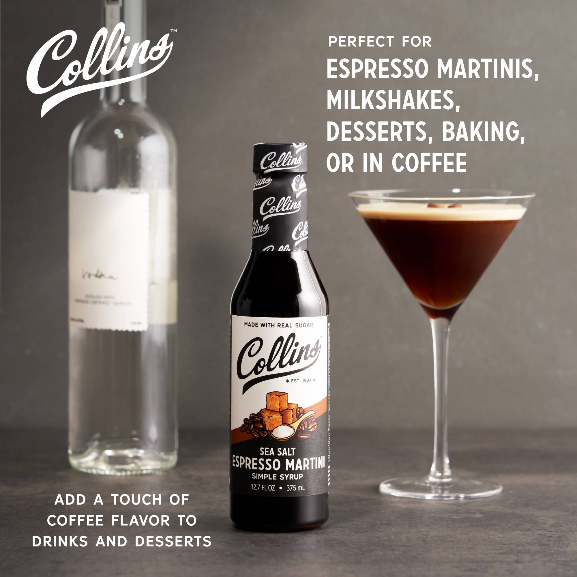 Real Sugar Sea Salt Espresso Martini Simple Syrup 12.7 oz