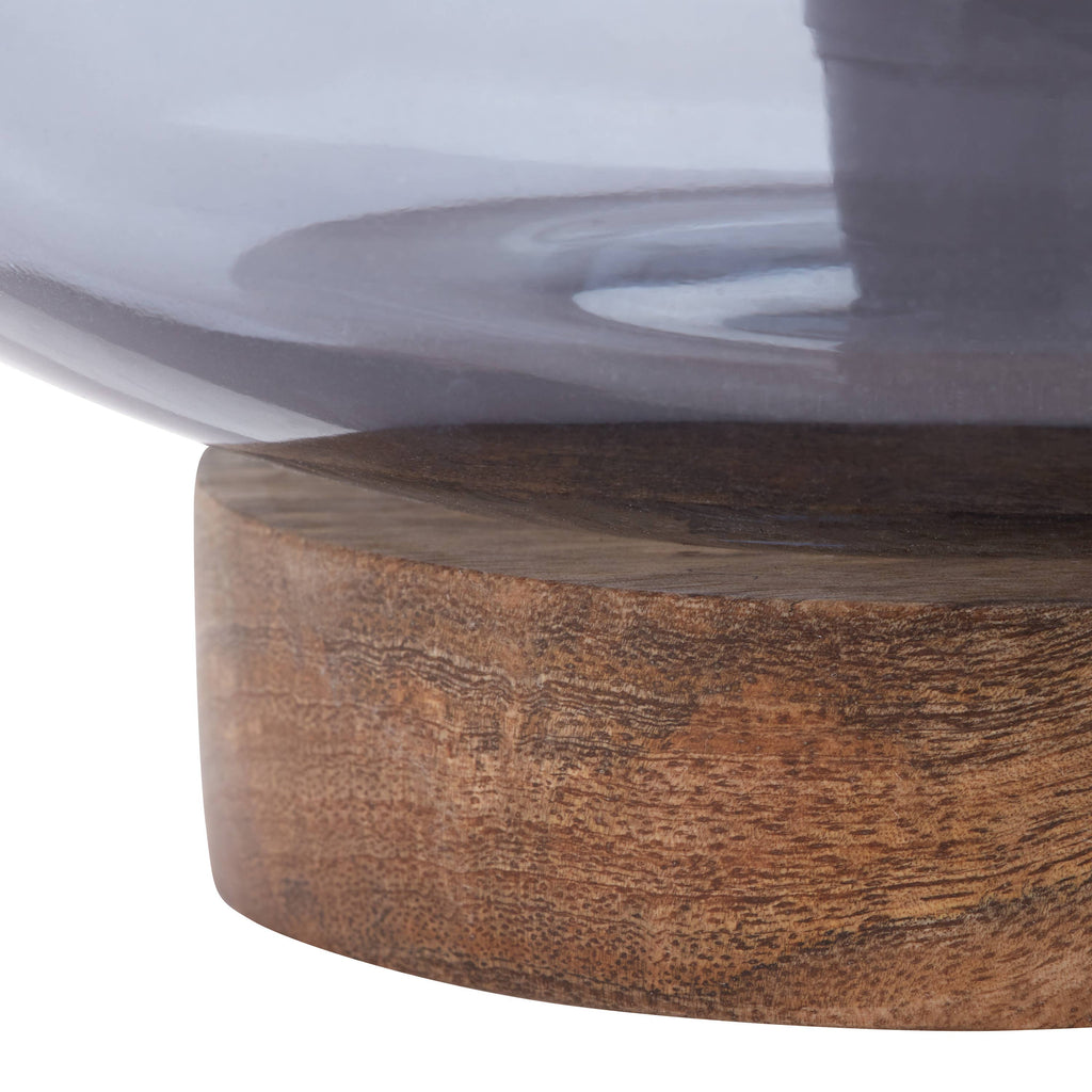 10.5" Hand-Blown Ombre Glass & Mango Wood Accent Lamp