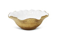 White/Gold Salad Bowl New Bone China Scalloped Edge