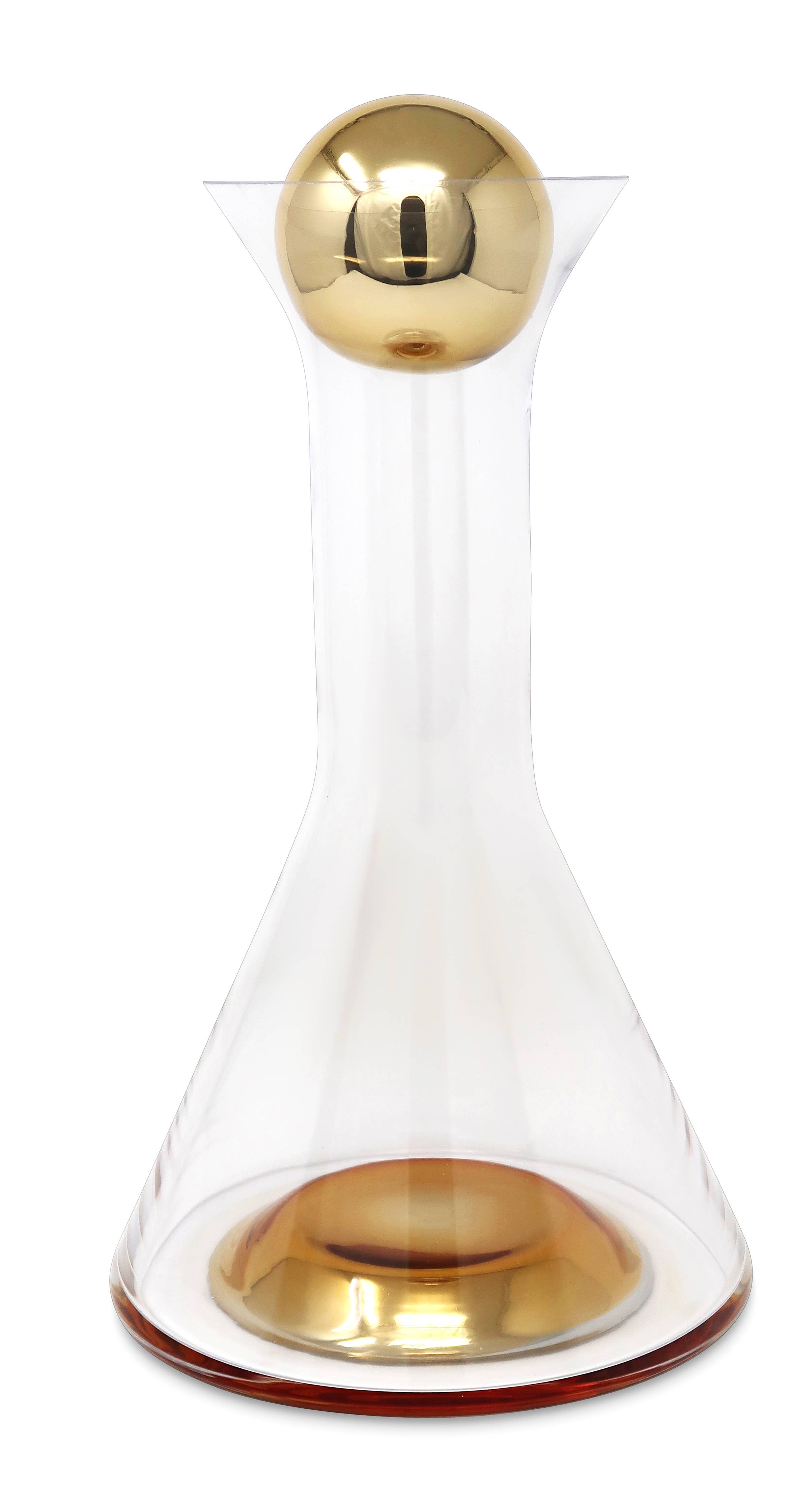 Glass Decanter With Gold Base and Ball Lid