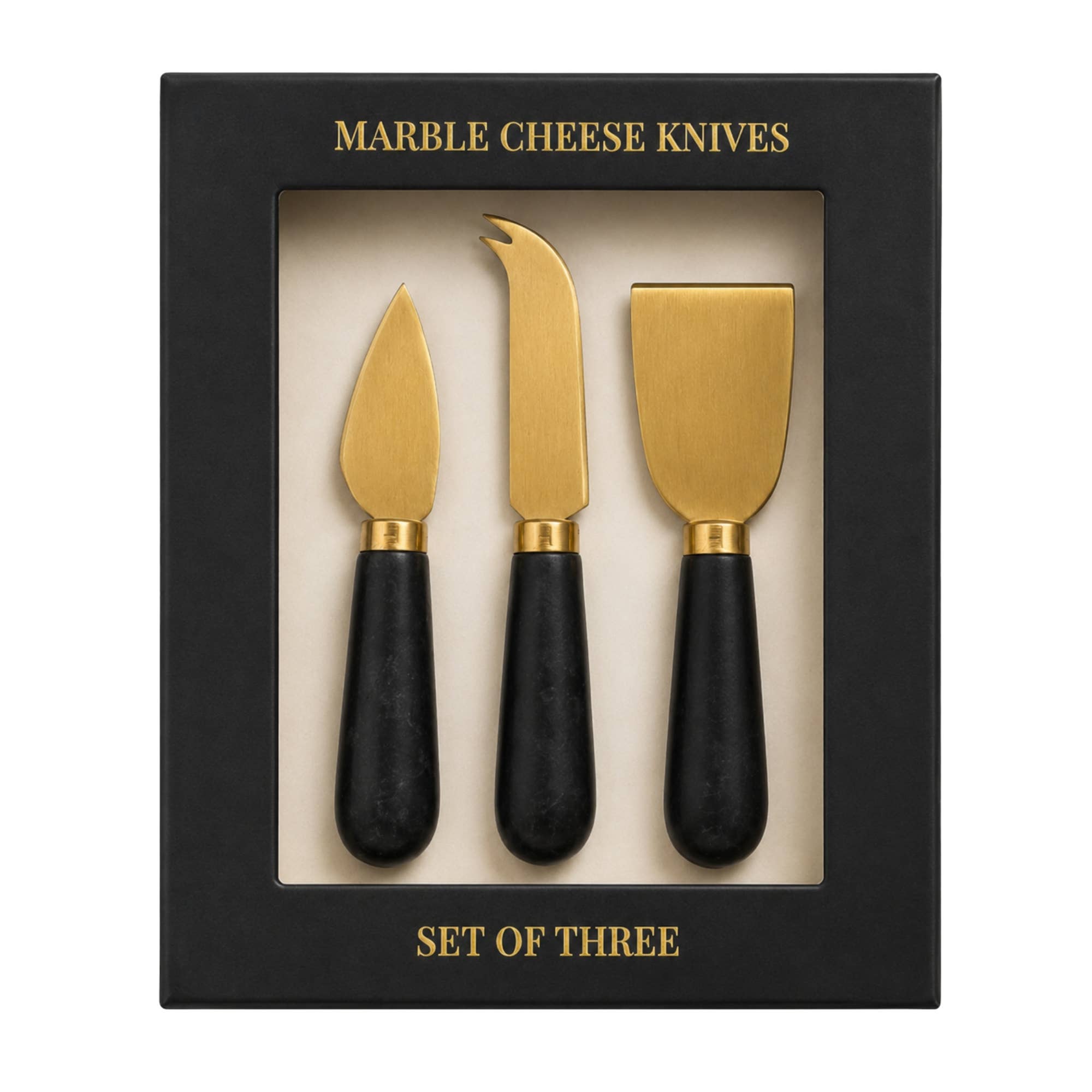 Marble Cheese Knives, Black | Cheese Knife Gift Set