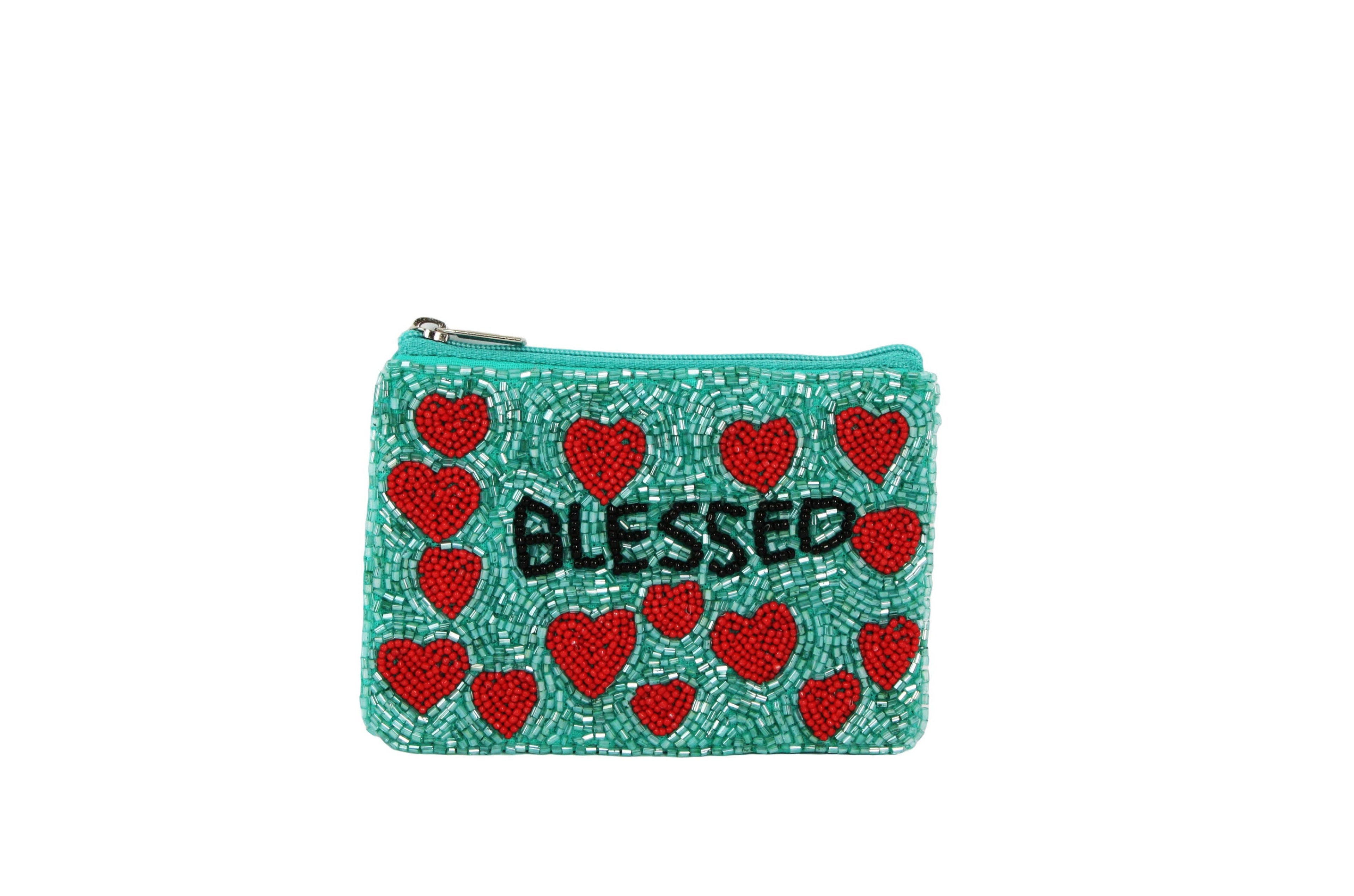 Ladies Fully Beaded Blessed Themed Coin Purse