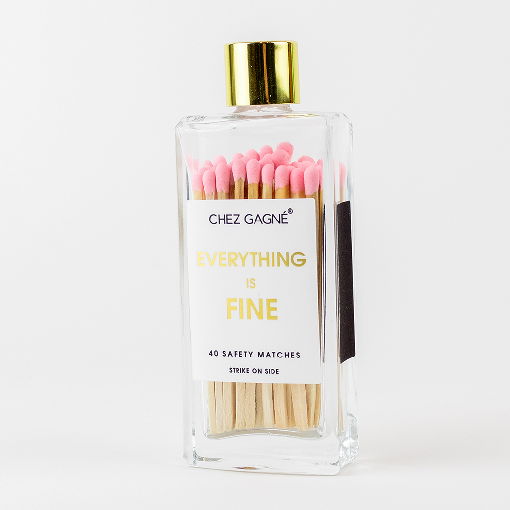Everything is Fine - Safety Matches Bottle, Pink, Funny Gift