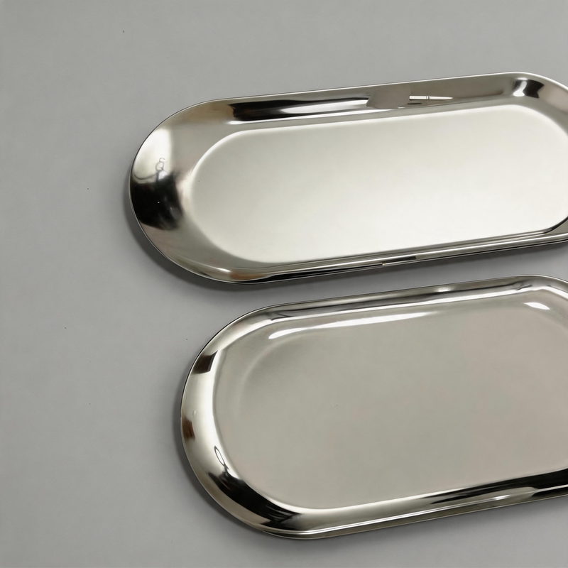 Small Oval Silhouette Stainless Steel Tray