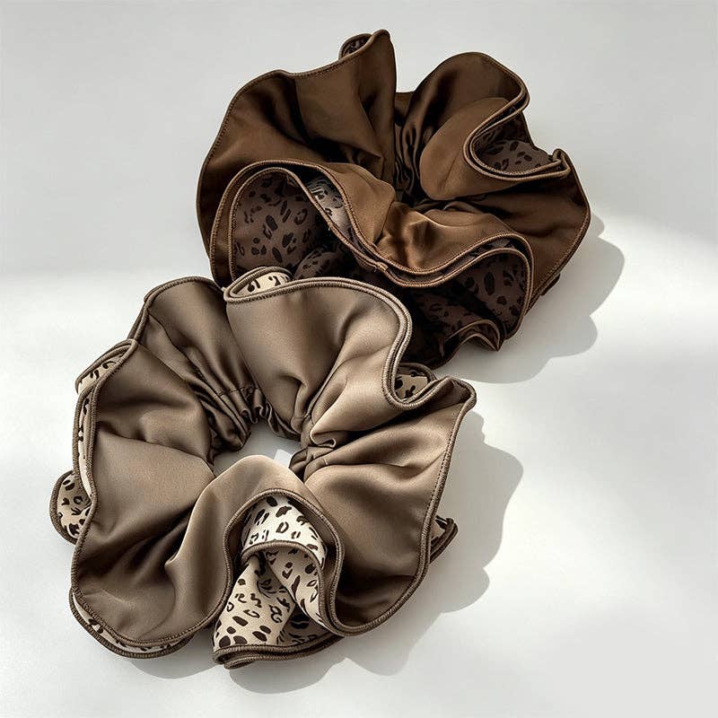 Four Layer Scrunchie: Light Leopard / One Size