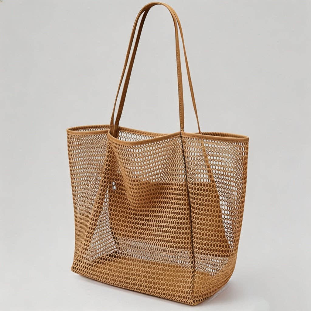 Mesh Shoulder Bag: Camel / One Size