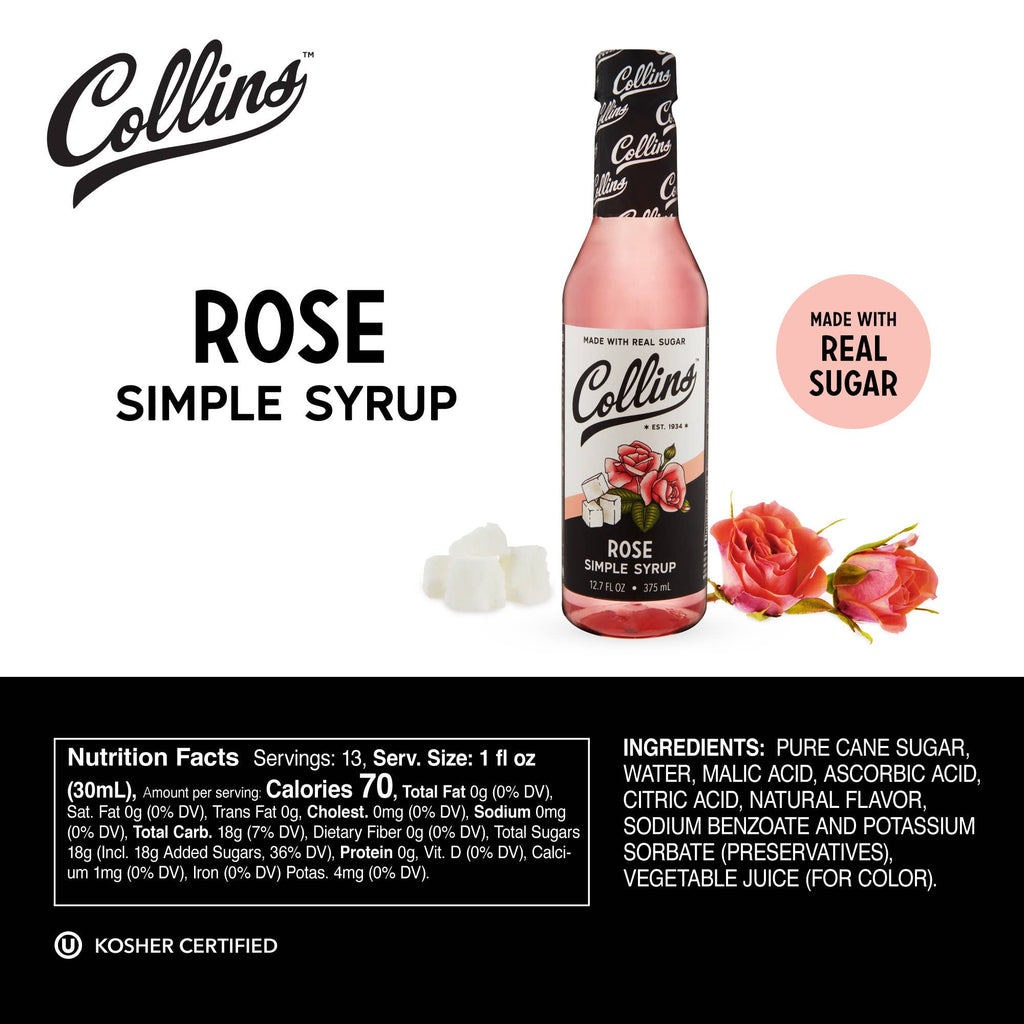 Real Sugar Rose Cocktail Simple Syrup 12.7 oz