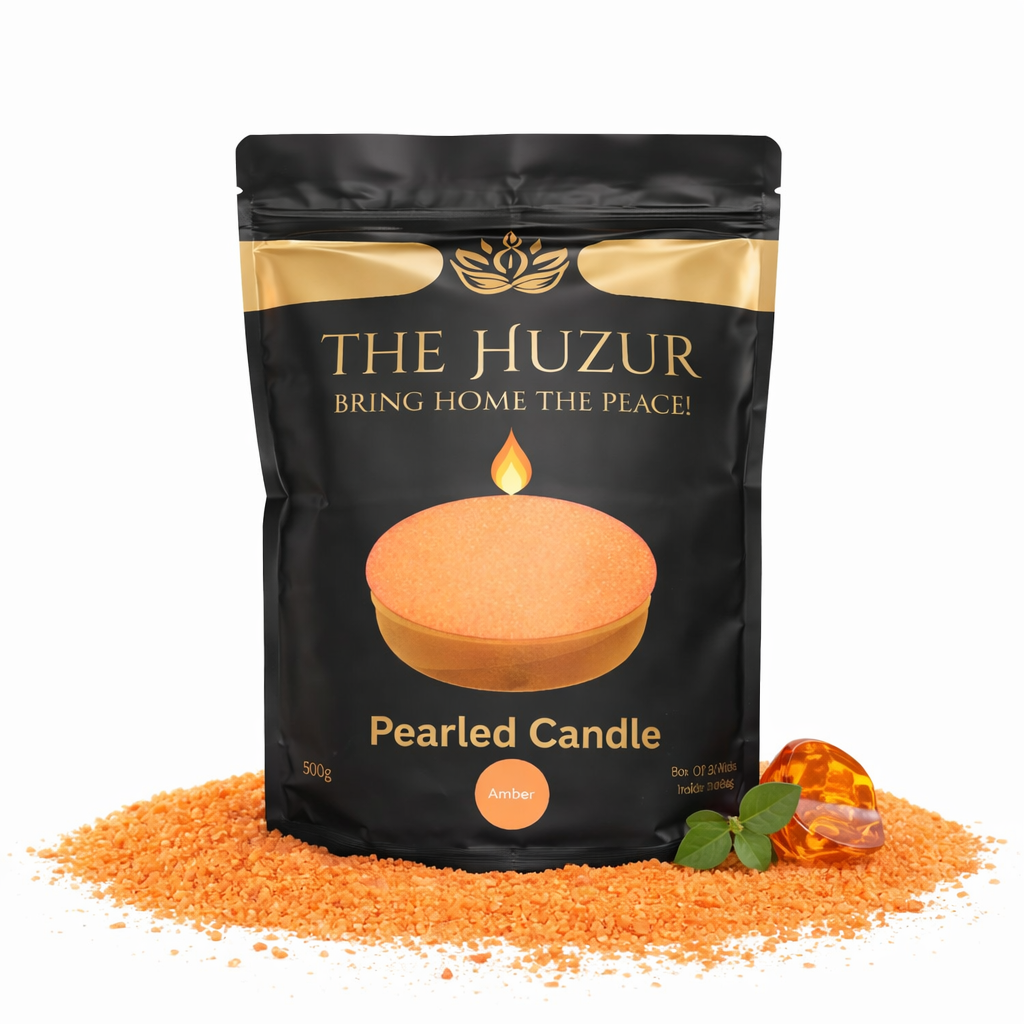 Amber - Pearled Sand Wax Candle- Light Orange