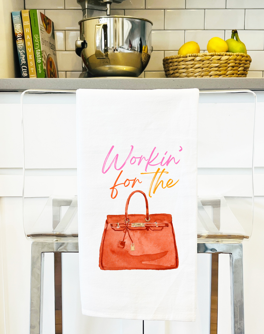 Working for the Designer Bag Tea Towel