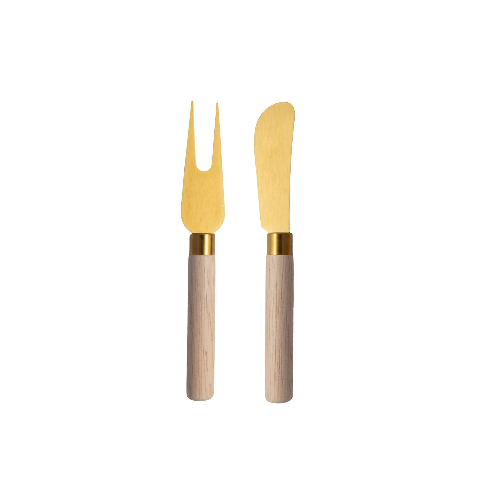 Wood Handle Cheese - Set of 2: White