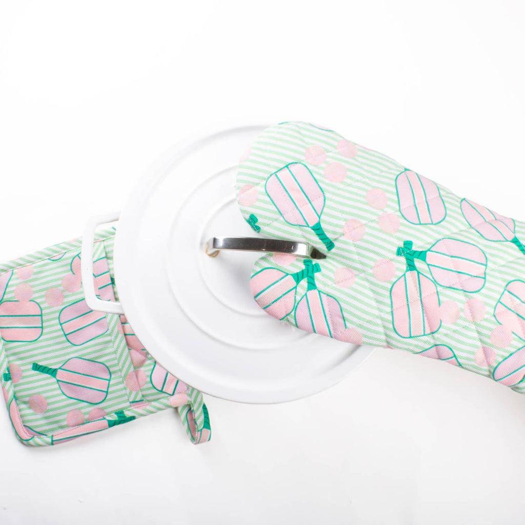 Pickleball Stripe Oven Mitt Set