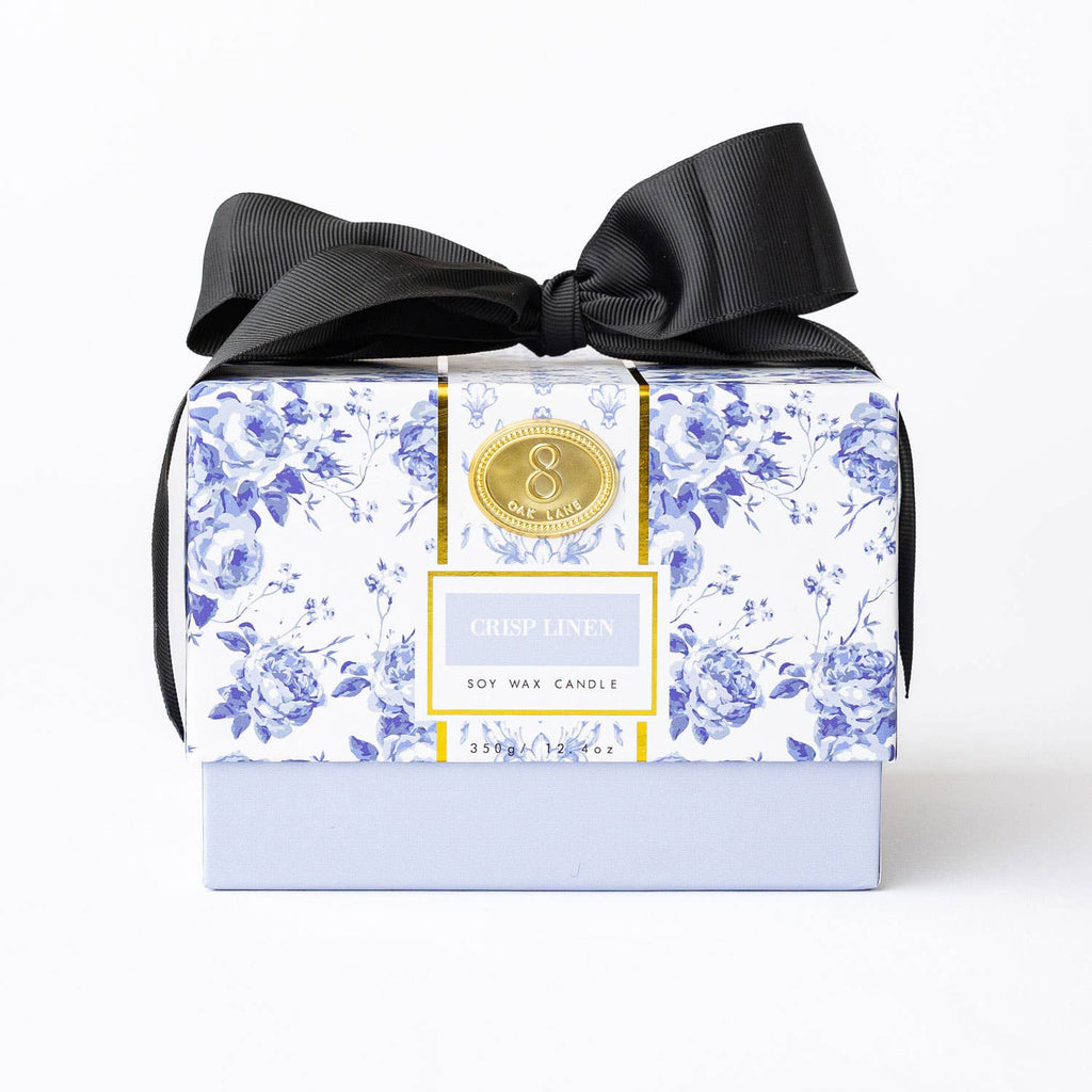 Crisp Linen 3-Wick Soy Wax Candle, Boxed