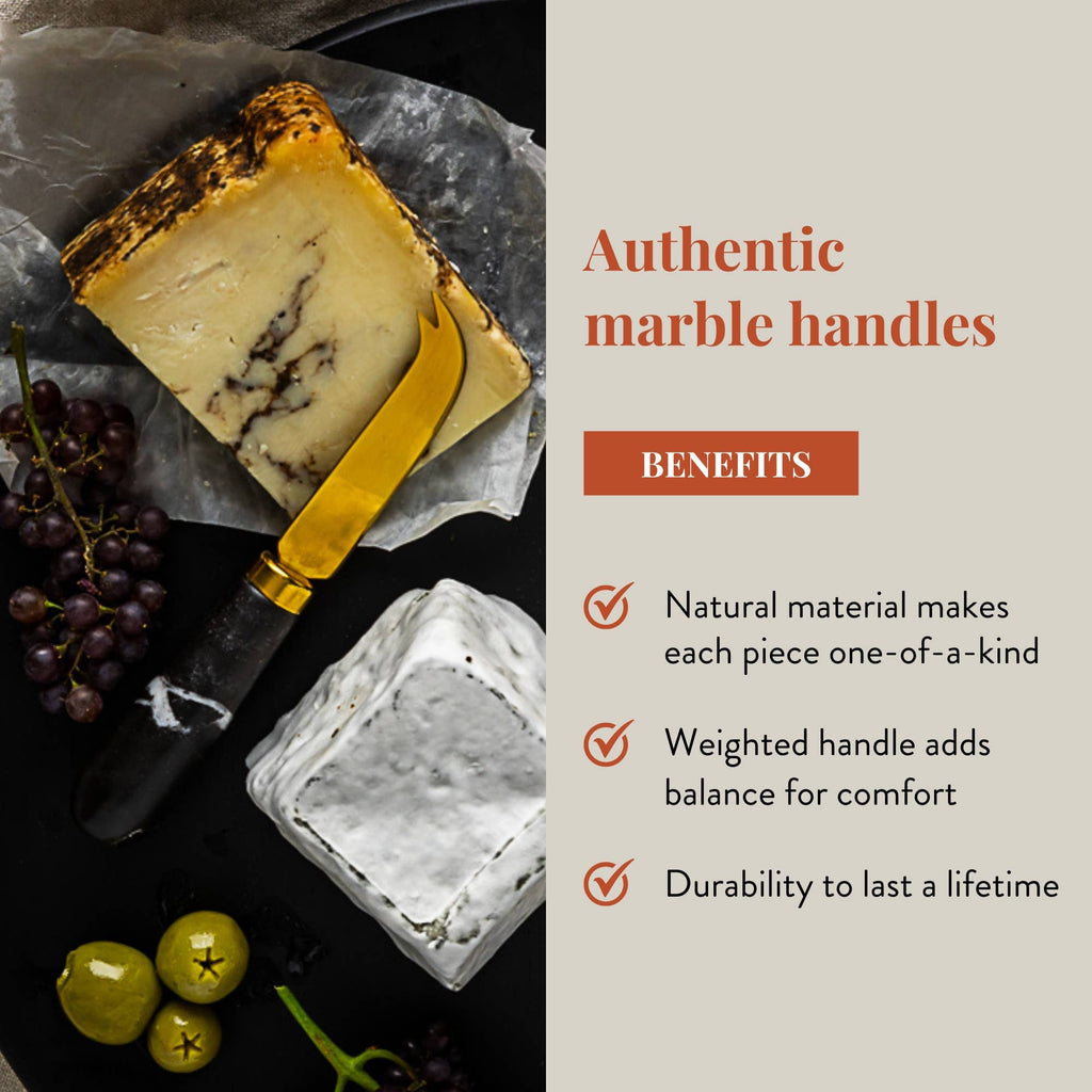 Marble Cheese Knives, Black | Cheese Knife Gift Set