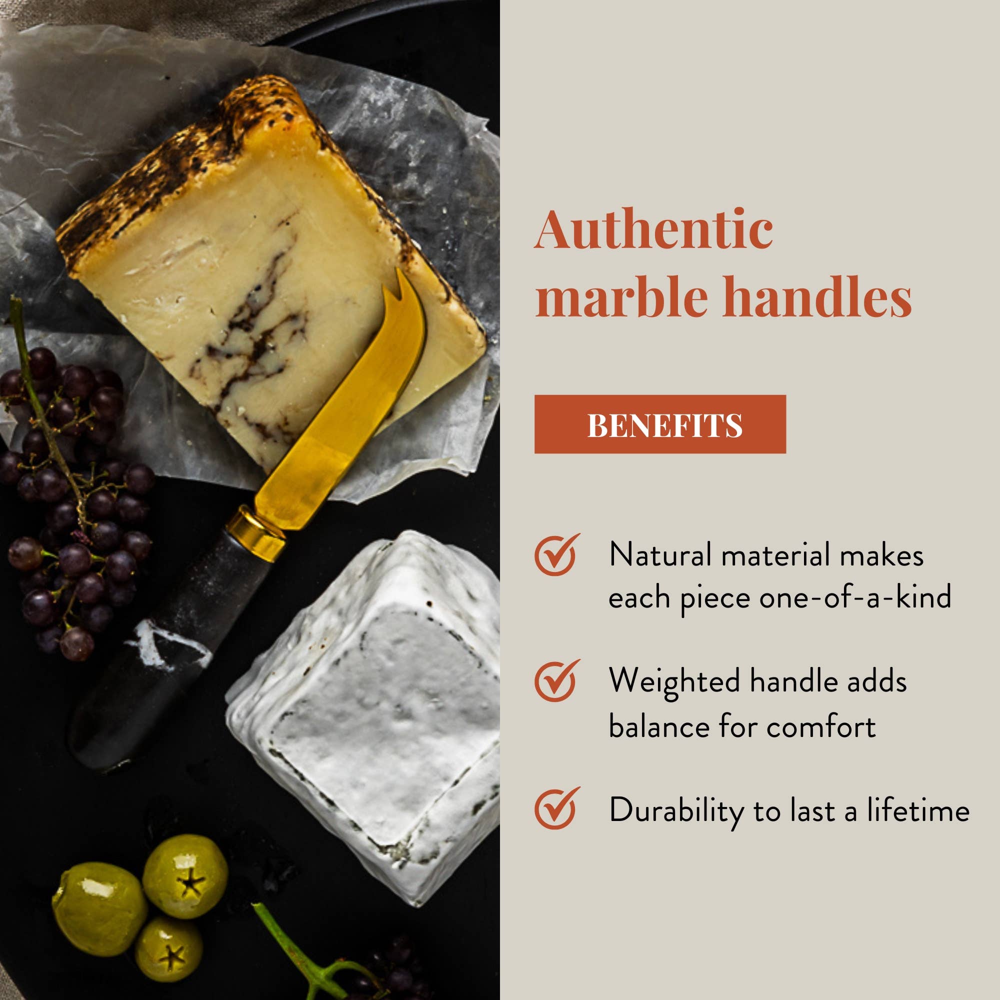 Marble Cheese Knives, Black | Cheese Knife Gift Set