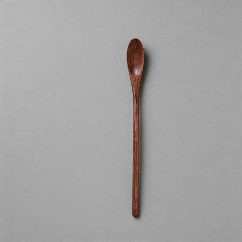 Wood Long-Handle Coffee Stirring Spoon: Round Spoon / One Size