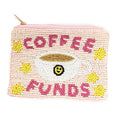 Ladies Coffee Themed Beaded Coin Purse