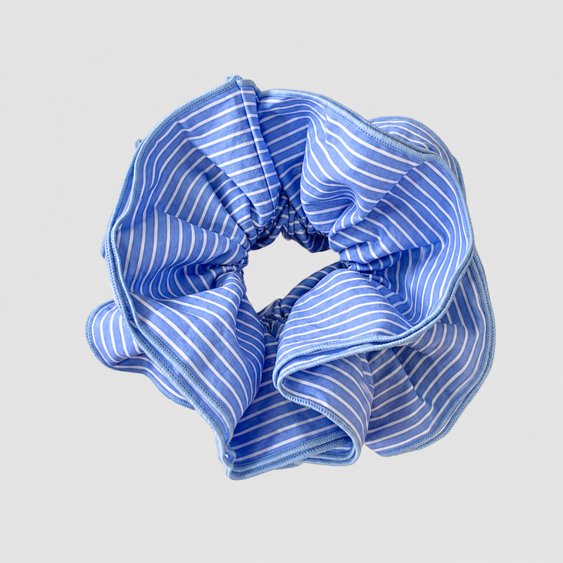 Blue Striped Fabric Scrunchie: Blue / One Size