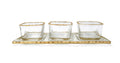 3 Bowl Relish Dish on Tray with Gold Rim