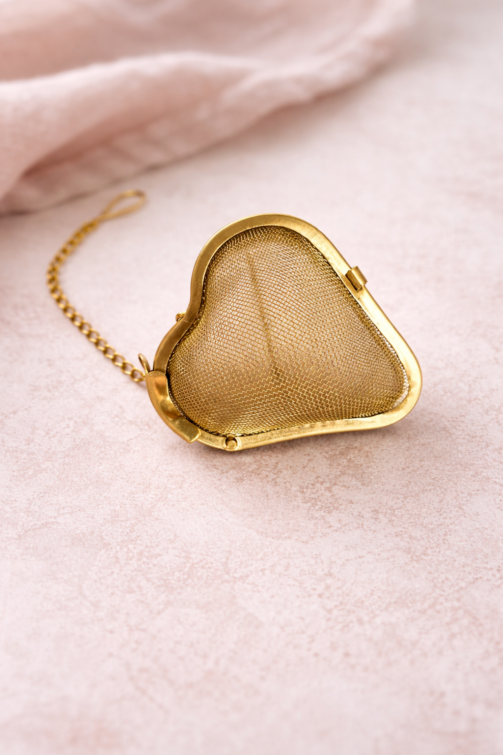 Heart Shaped Tea Infuser Stainless Steel with Chain Golden