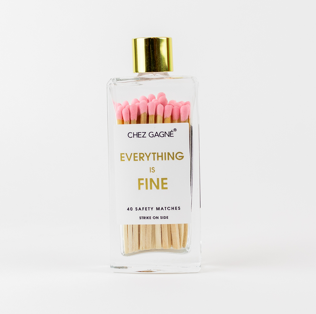 Everything is Fine - Safety Matches Bottle, Pink, Funny Gift