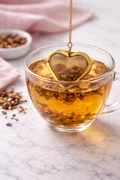 Heart Shaped Tea Infuser Stainless Steel with Chain Golden