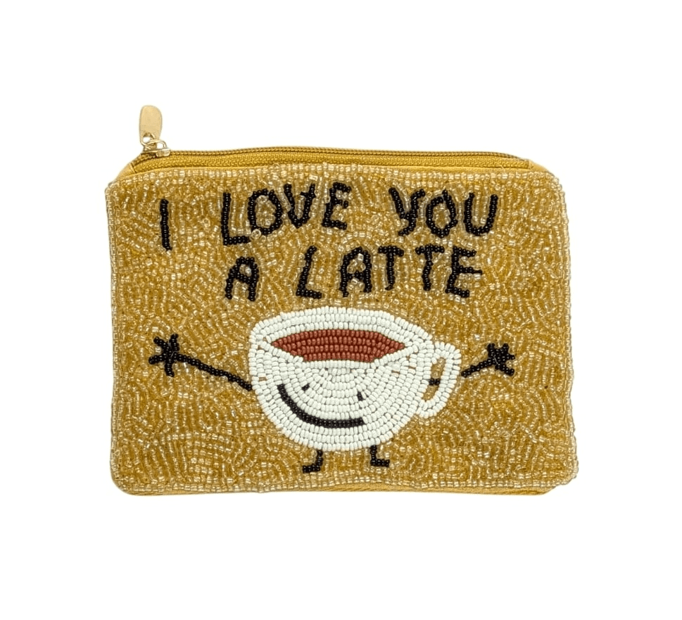 Latte Pun Theme Fully Beaded Coin Purse 