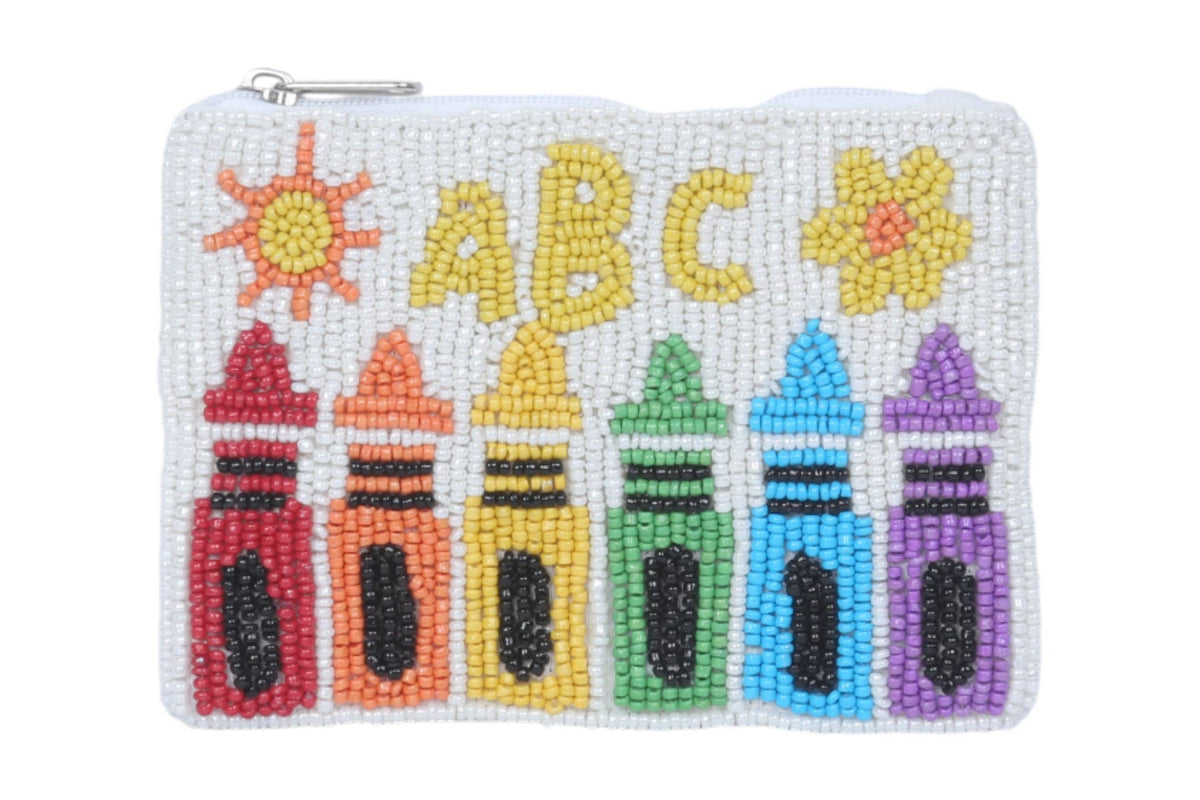 Crayons Themed Fully Beaded Coin Purse