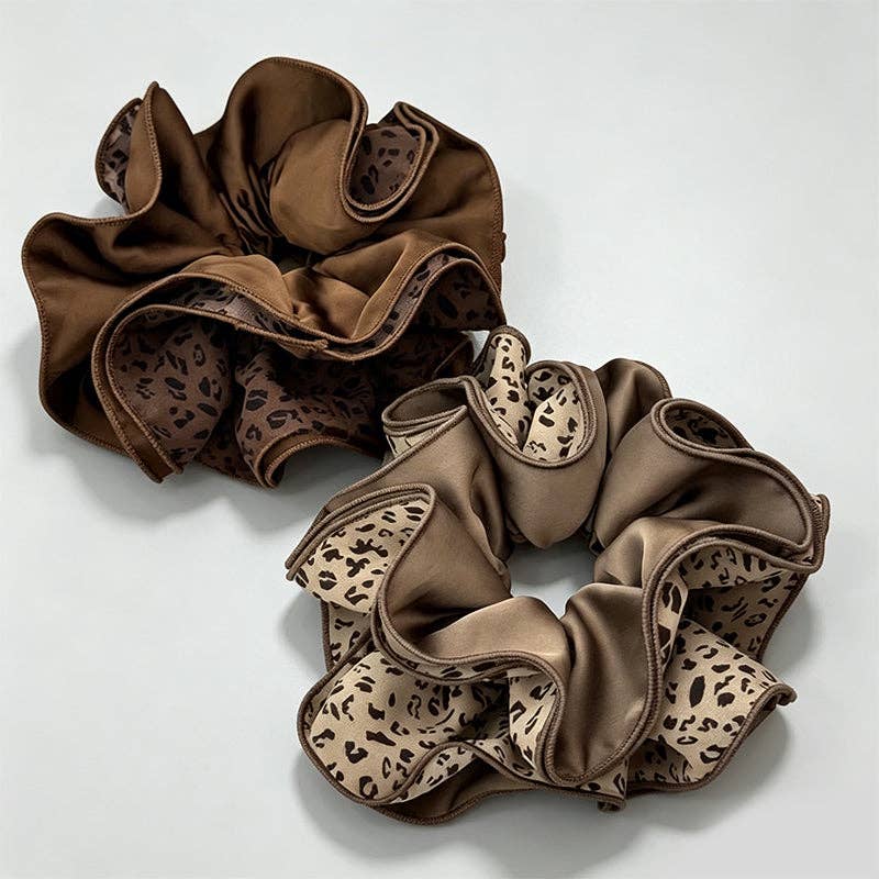 Four Layer Scrunchie: Light Leopard / One Size