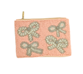 Pink Bows Fully Beaded Coin Purse: Pink