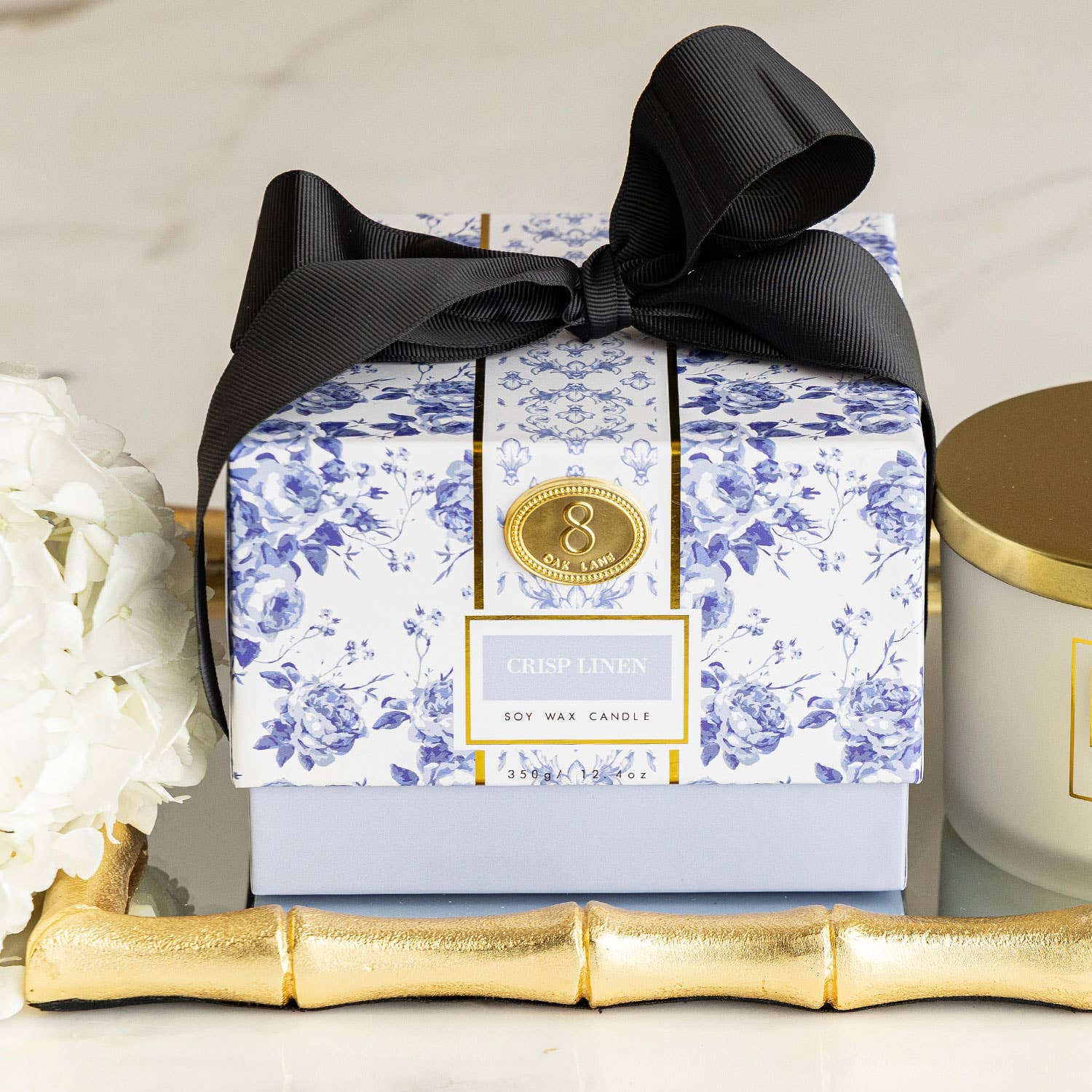 Crisp Linen 3-Wick Soy Wax Candle, Boxed
