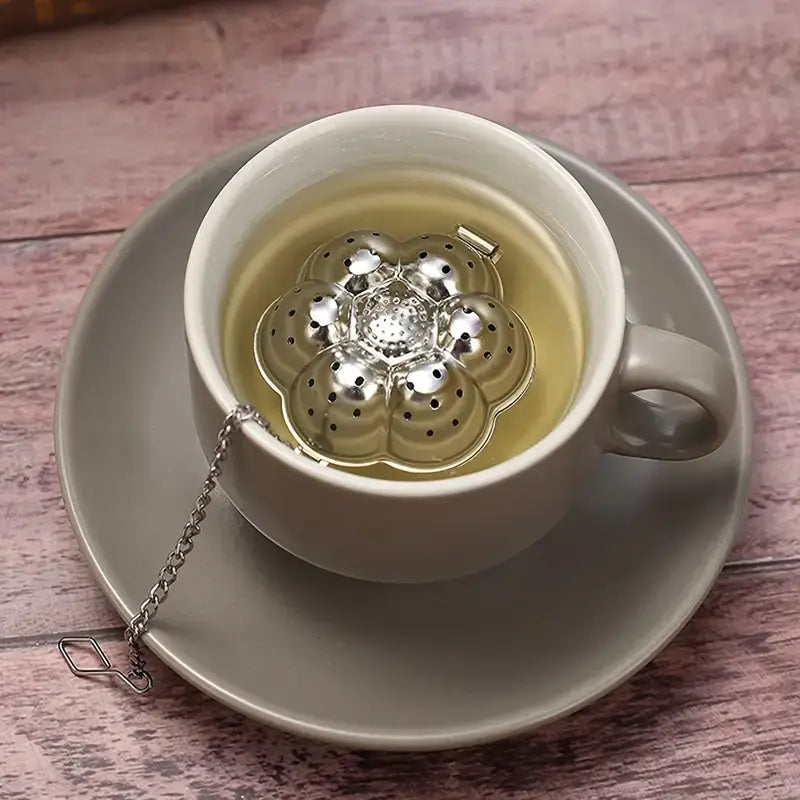 Flower Tea Infuser with Tray – Stainless Steel Steep