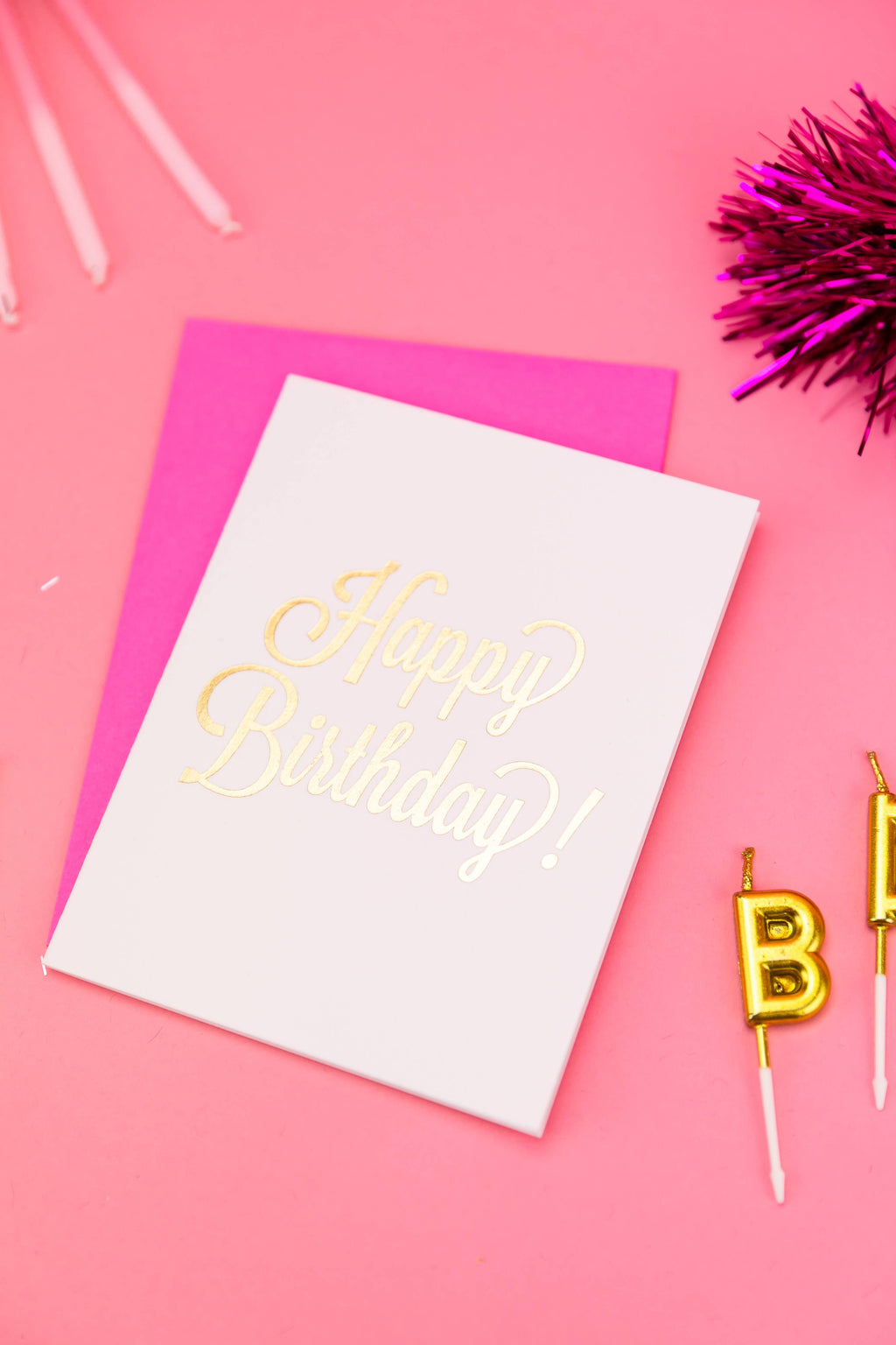 Happy Birthday Script - Gold Foil Letterpress Card