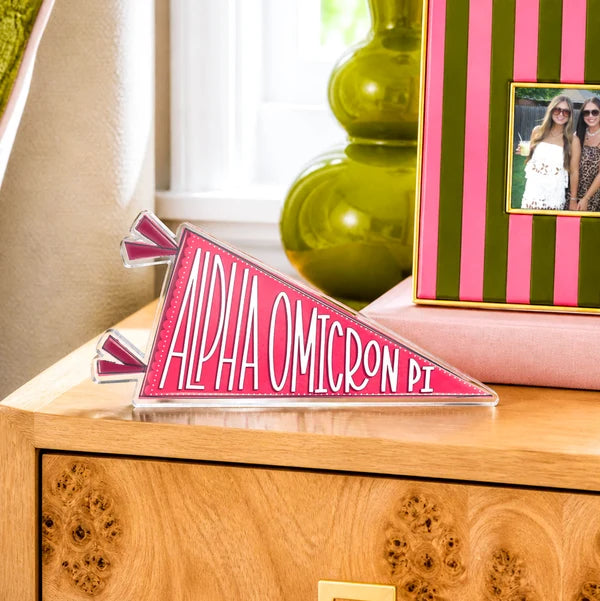 Alpha Omicron Pi Acrylic Pennant Flag Shelfie
