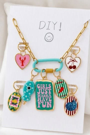 DIY Charm Necklaces - Girls Just Want to Have Fun -teal