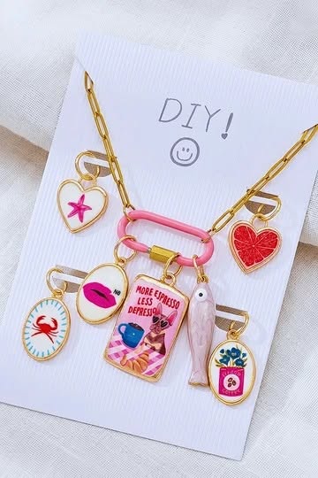 DIY Charm Necklaces - More Espresso less Depresso Dog -Pink