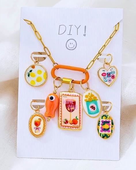 DIY Charm Necklaces - Wine Club - Orange