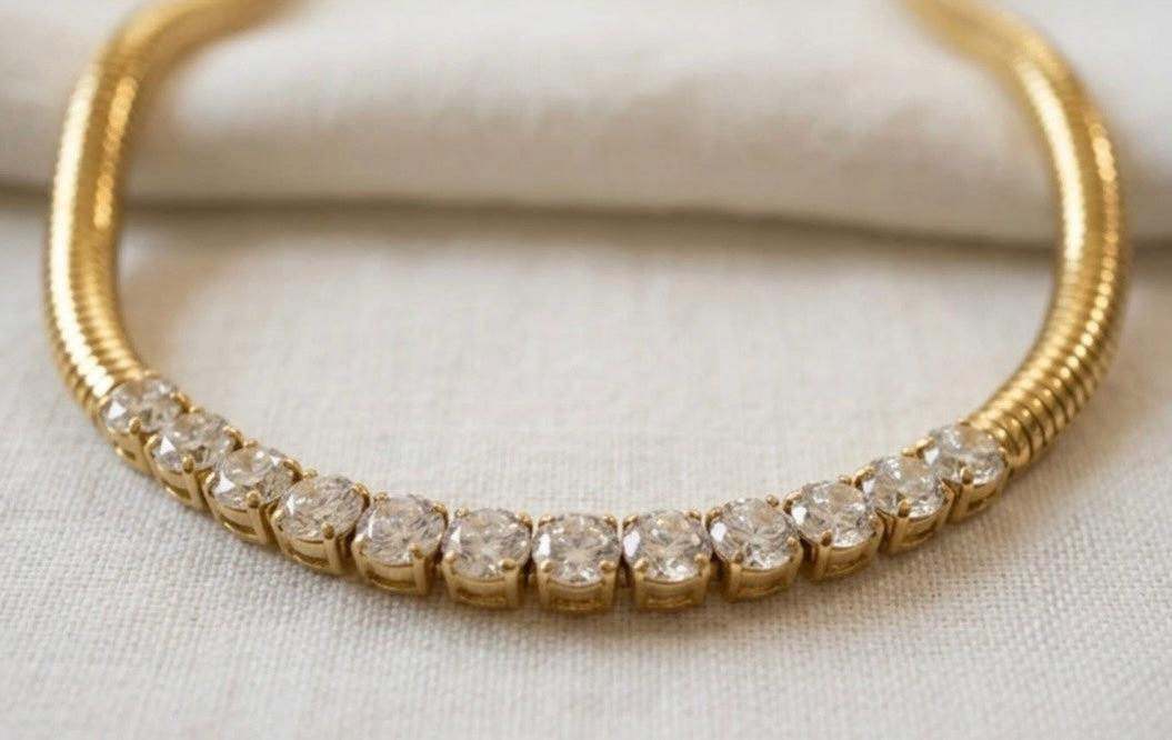 Round TubeZircon Chain Necklace
