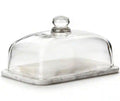 White Marble & Glass Butter Dish