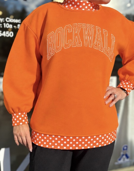 Orange Polka Dot Mock Neck Sweatshirt - Rockwall