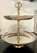2 Tier Silver & Gold Metal Serving Tray