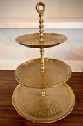 3 Tier Gold Metal Serving Tray