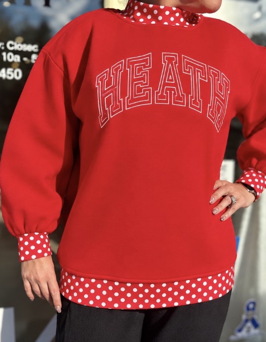 Red Polka Dot Mock Neck Sweatshirt - Heath