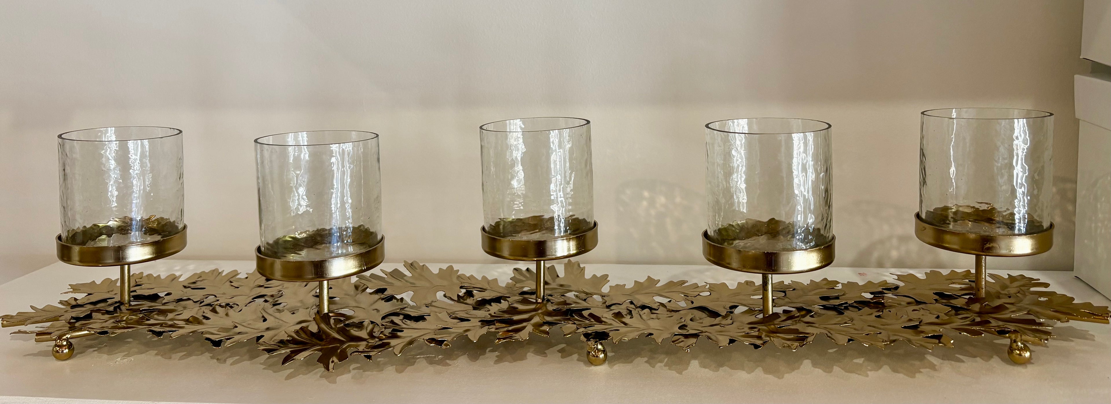 Gold 5 Candle Holder Centerpiece