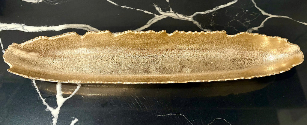 Elongated Gold Metal Tray