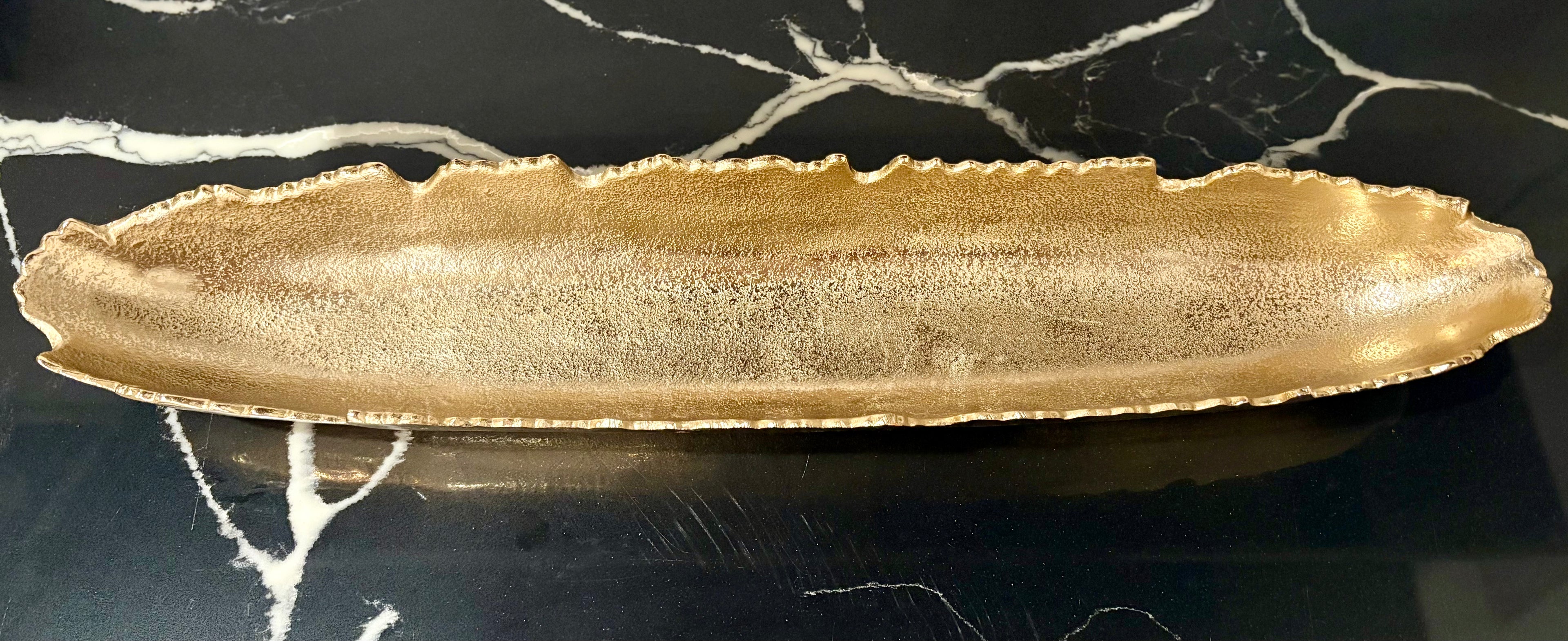 Elongated Gold Metal Tray