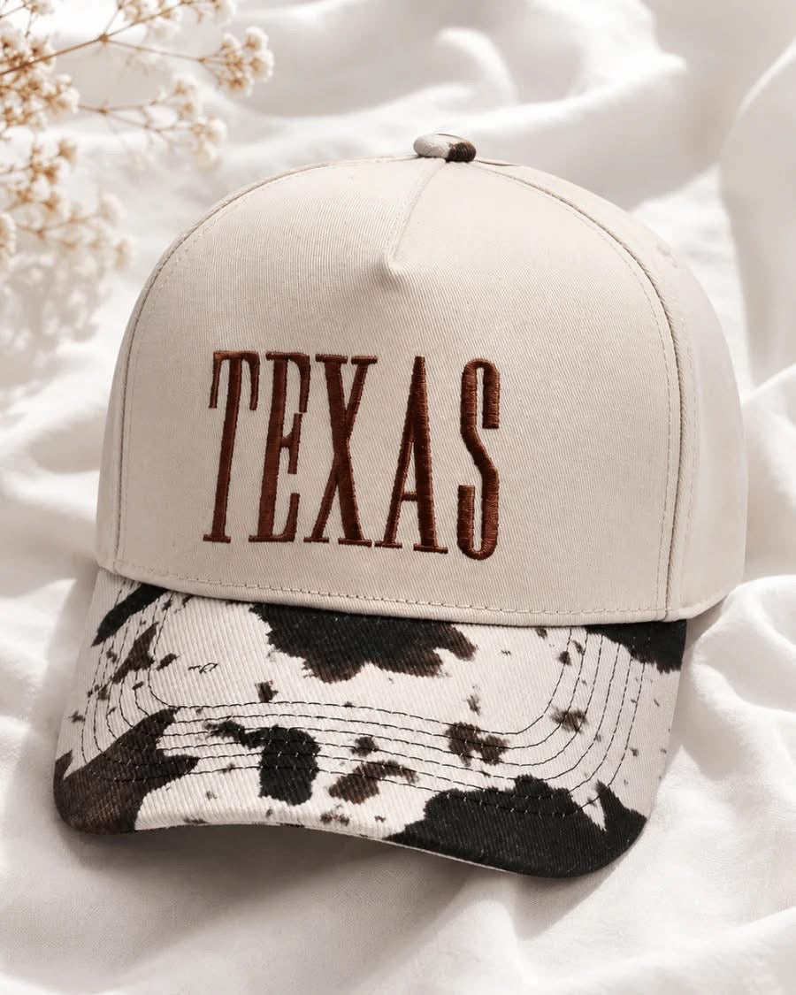 Texas Embroidered Cow Print Hat