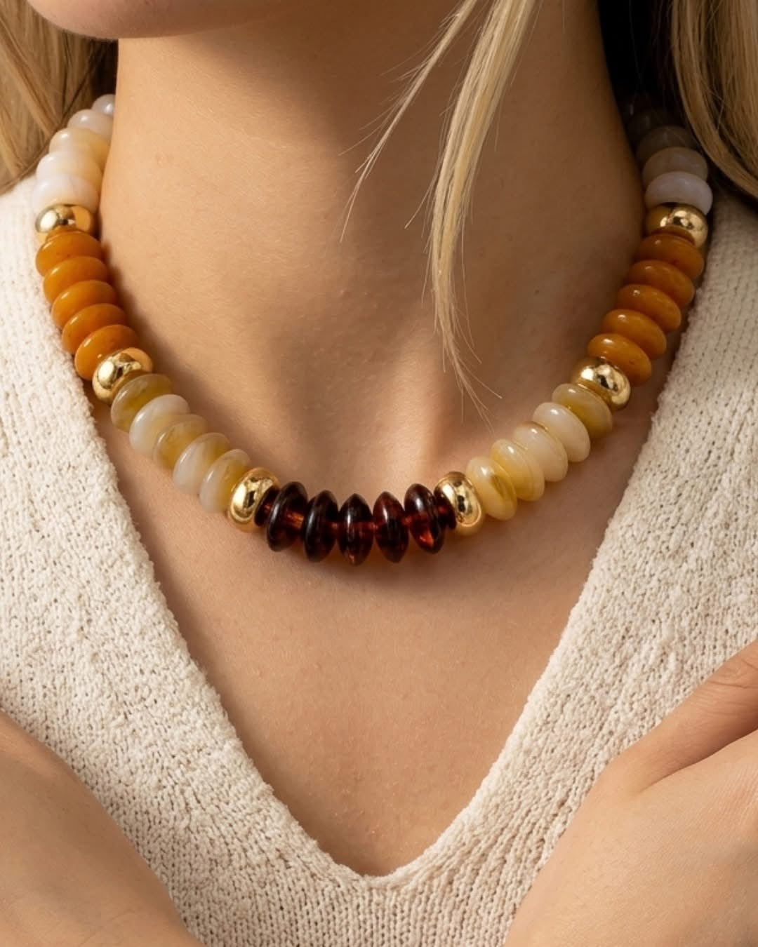Fall Colored Chunky Beaded Necklace