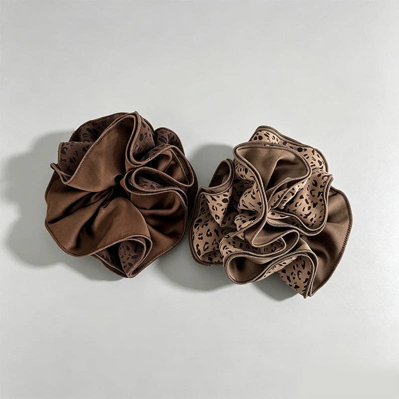 Four Layer Scrunchie: Light Leopard / One Size