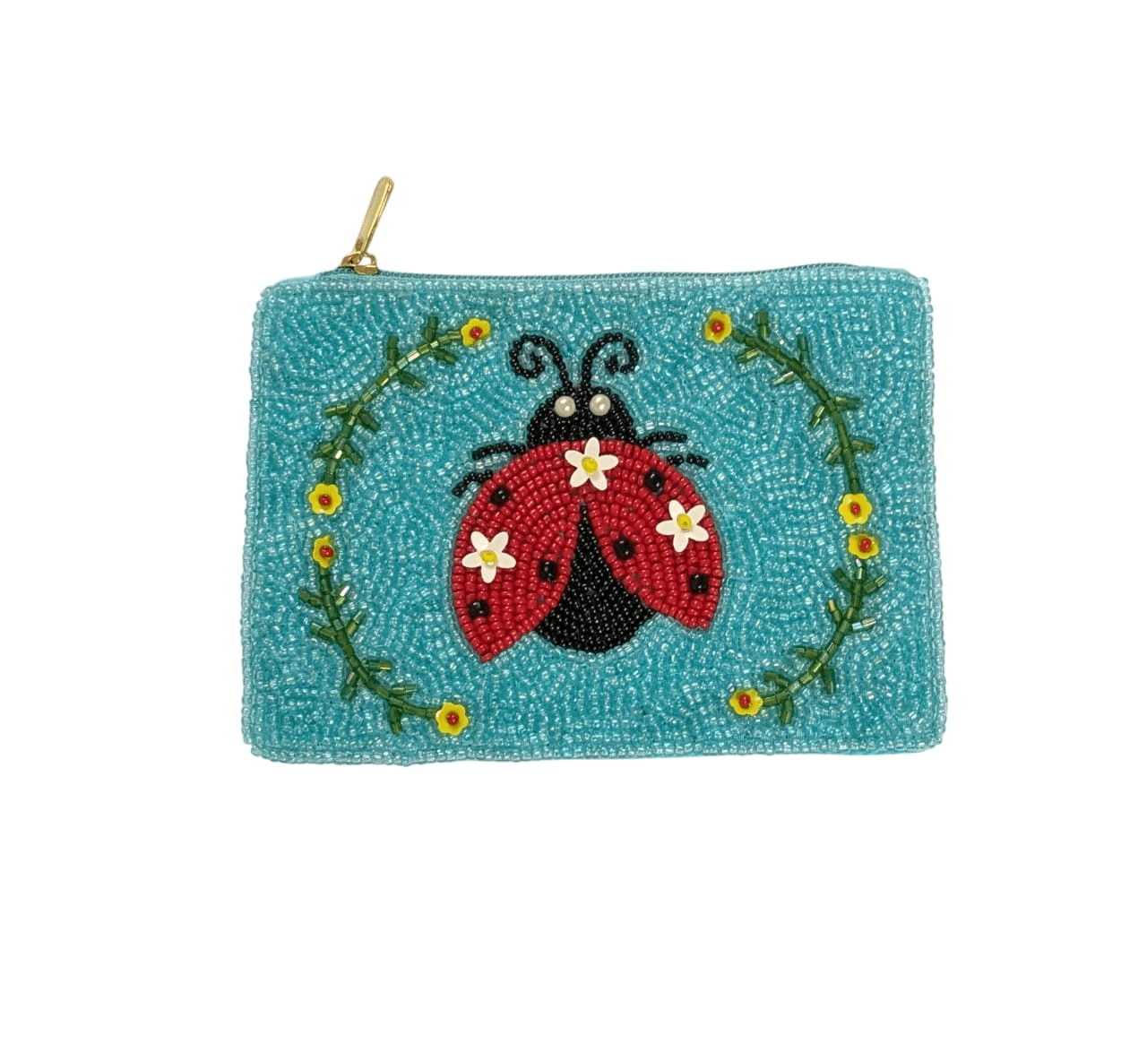 Lady Bug Themed Fully Beaded Coin Purse 